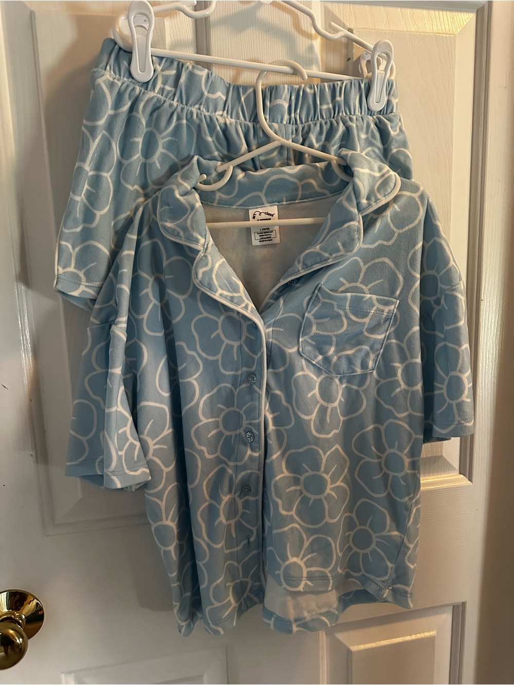 Children's Light Blue Floral Pajama Set - Cozy Sleepwear